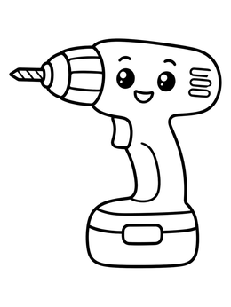 Free printable Cute Cartoon Cordless Power Drill coloring page