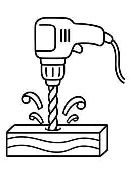 Free printable Power Drill Boring Into Wood coloring page