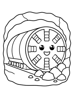 Free printable Happy Tunnel Boring Machine coloring page