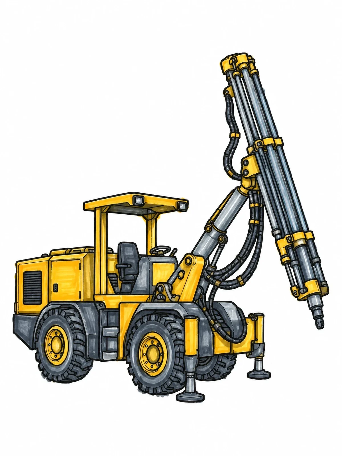 Colored example of the Heavy Mining Jumbo Drill Rig coloring page