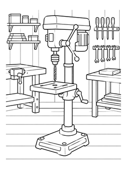 Free printable Pillar Drill In A Workshop coloring page