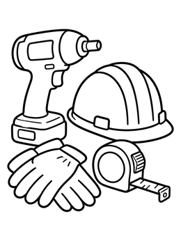 Free printable Power Drill And Construction Safety Tools coloring page