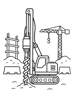 Free printable Drilling Rig At Construction Site coloring page