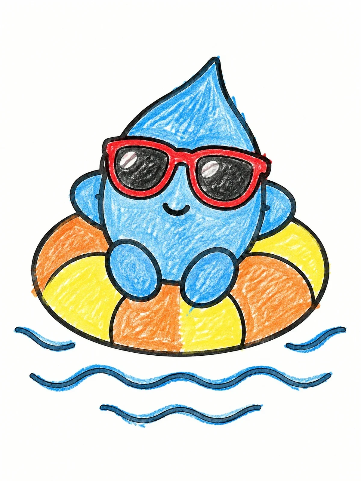 Colored example of the Cool Water Droplet On Swim Ring coloring page