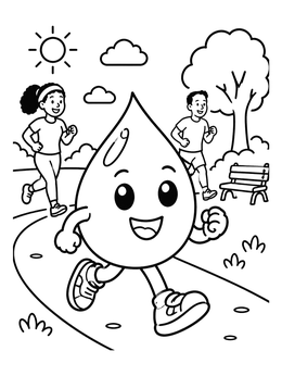 Free printable Jogging Water Drop In The Park coloring page