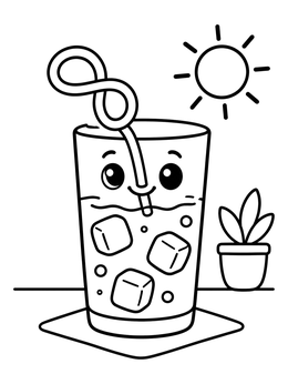 Free printable Smiling Glass Of Ice Water coloring page
