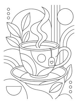 Free printable Abstract Tea Cup With Steam coloring page