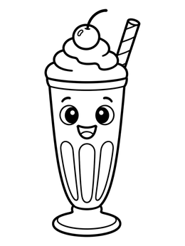 Free printable Cute Cartoon Ice Cream Milkshake coloring page