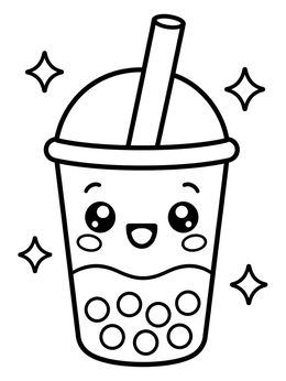 Free printable Cute Kawaii Boba Tea Cup coloring page