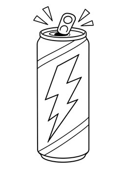 Free printable Energy Drink Can With Lightning Bolt coloring page