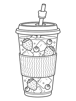 Free printable Iced Berry Drink In Takeout Cup coloring page