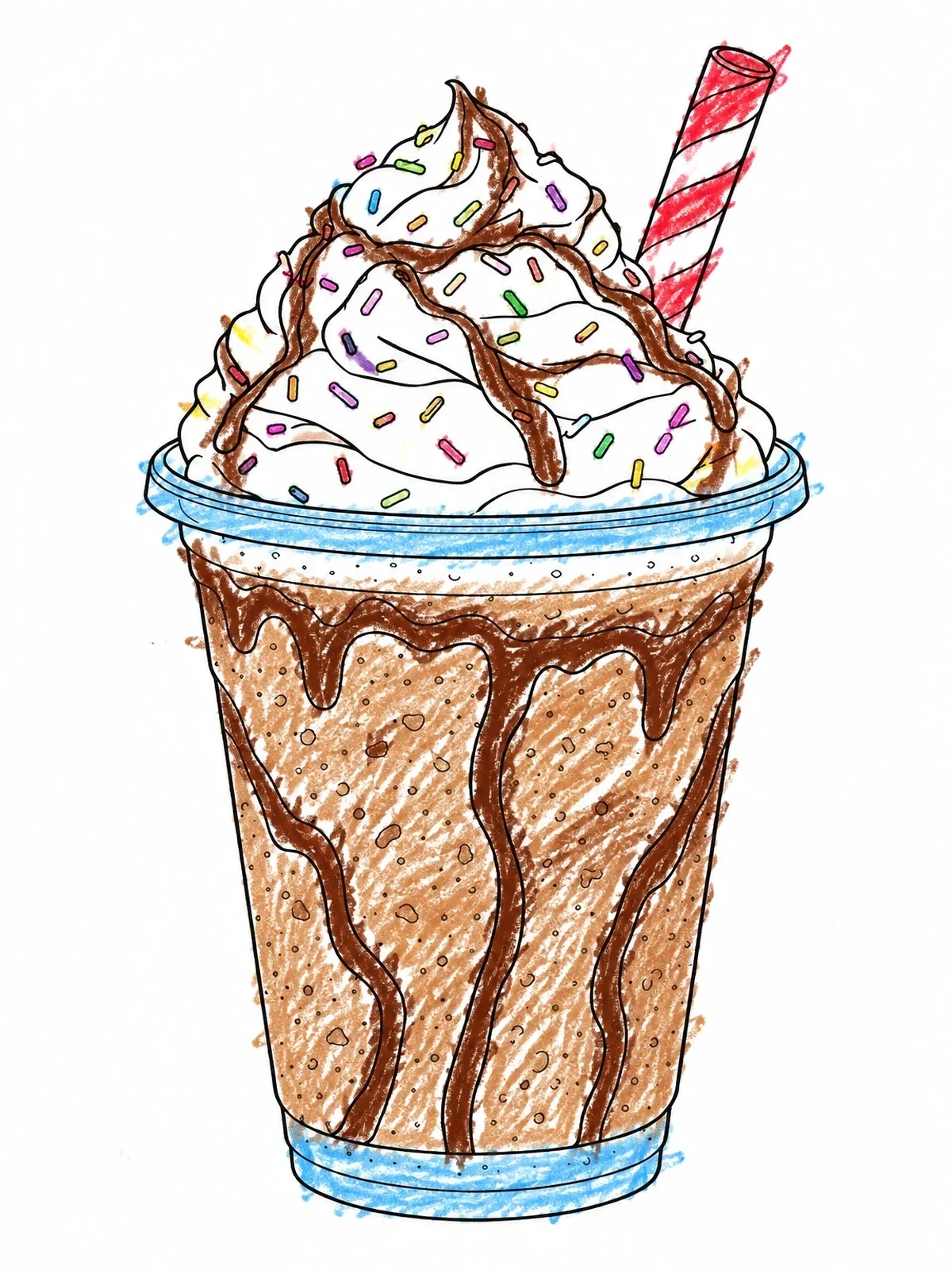Colored example of the Iced Frappe With Whipped Cream coloring page
