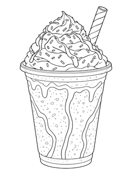 Free printable Iced Frappe With Whipped Cream coloring page