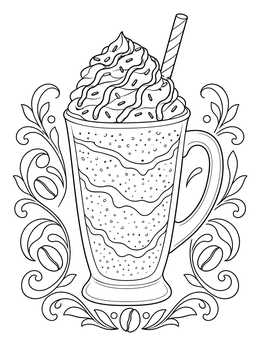 Free printable Iced Mocha Drink With Whipped Cream coloring page