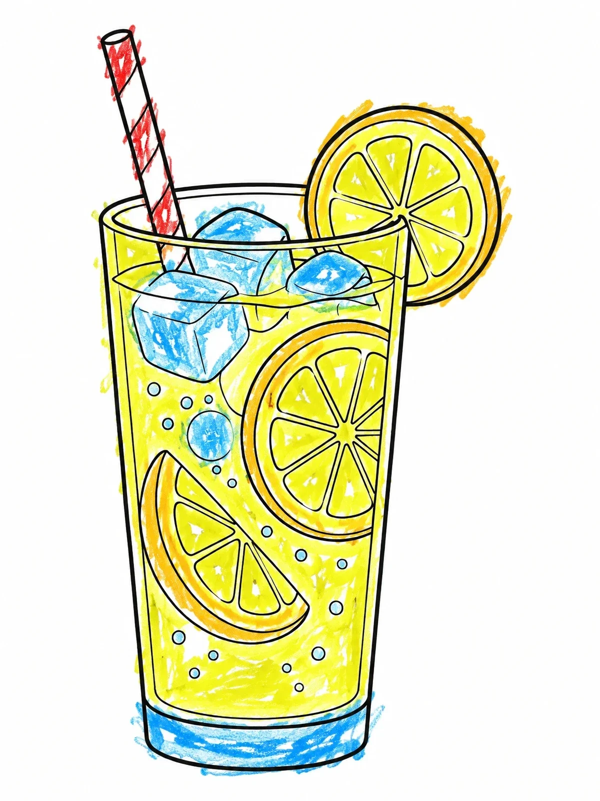 Colored example of the Refreshing Iced Lemonade Glass coloring page