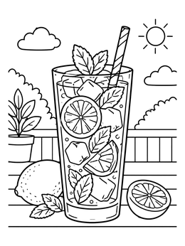 Free printable Refreshing Iced Lemonade With Mint coloring page
