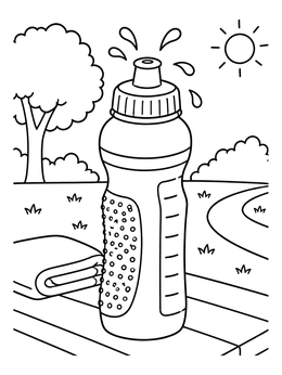 Free printable Sports Water Bottle In The Park coloring page