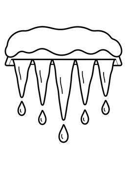 Free printable Dripping Icicles On Snowy Roof coloring page