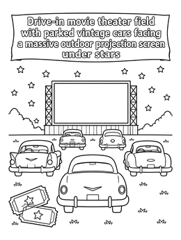 Free printable Drive In Movie Under The Stars coloring page