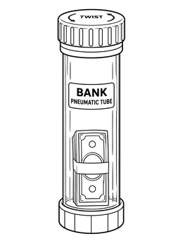 Free printable Drive Through Pneumatic Bank Tube Canister coloring page