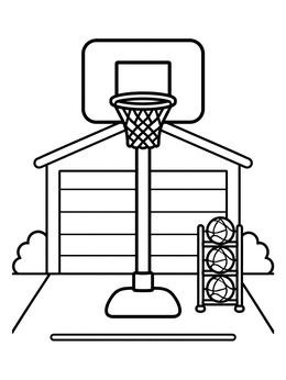 Free printable Driveway Basketball Hoop And Ball Rack coloring page