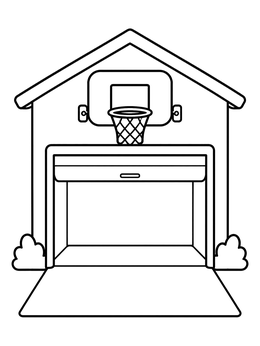 Free printable Driveway Garage Basketball Hoop coloring page