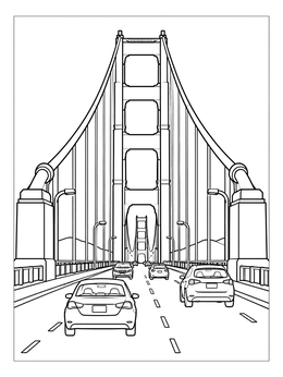 Free printable Driving Across The Golden Gate Bridge coloring page