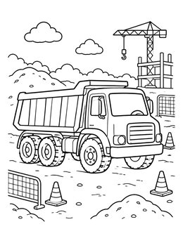 Free printable Dump Truck At The Construction Site coloring page