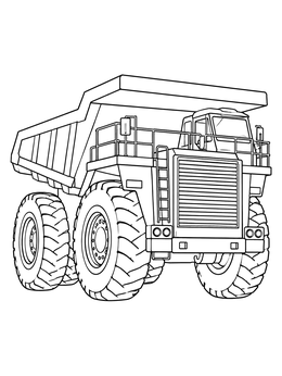 A giant heavy haul vehicle is featured in this detailed dump truck coloring page.