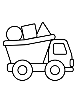 Free printable Dump Truck With Geometric Shapes coloring page