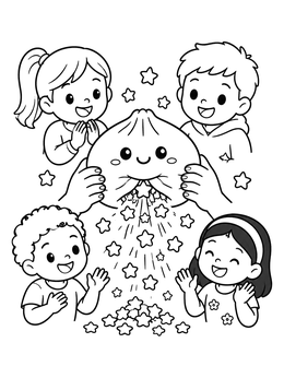 Free printable Dumpling Squishy Toy With Star Glitter coloring page