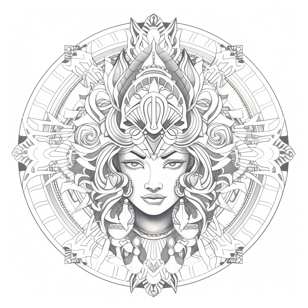 Durga Goddess Mandala Coloring Page Coloring Page