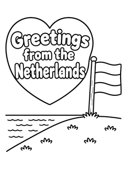 Free printable Dutch Flag By The Shore coloring page