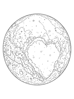Detailed pluto planet coloring page featuring the heart-shaped Tombaugh Regio ice plain.