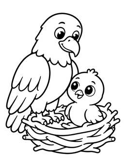 Free printable Eagle And Chick In Nest coloring page