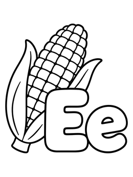 Free printable Ear Of Corn With Letter E coloring page