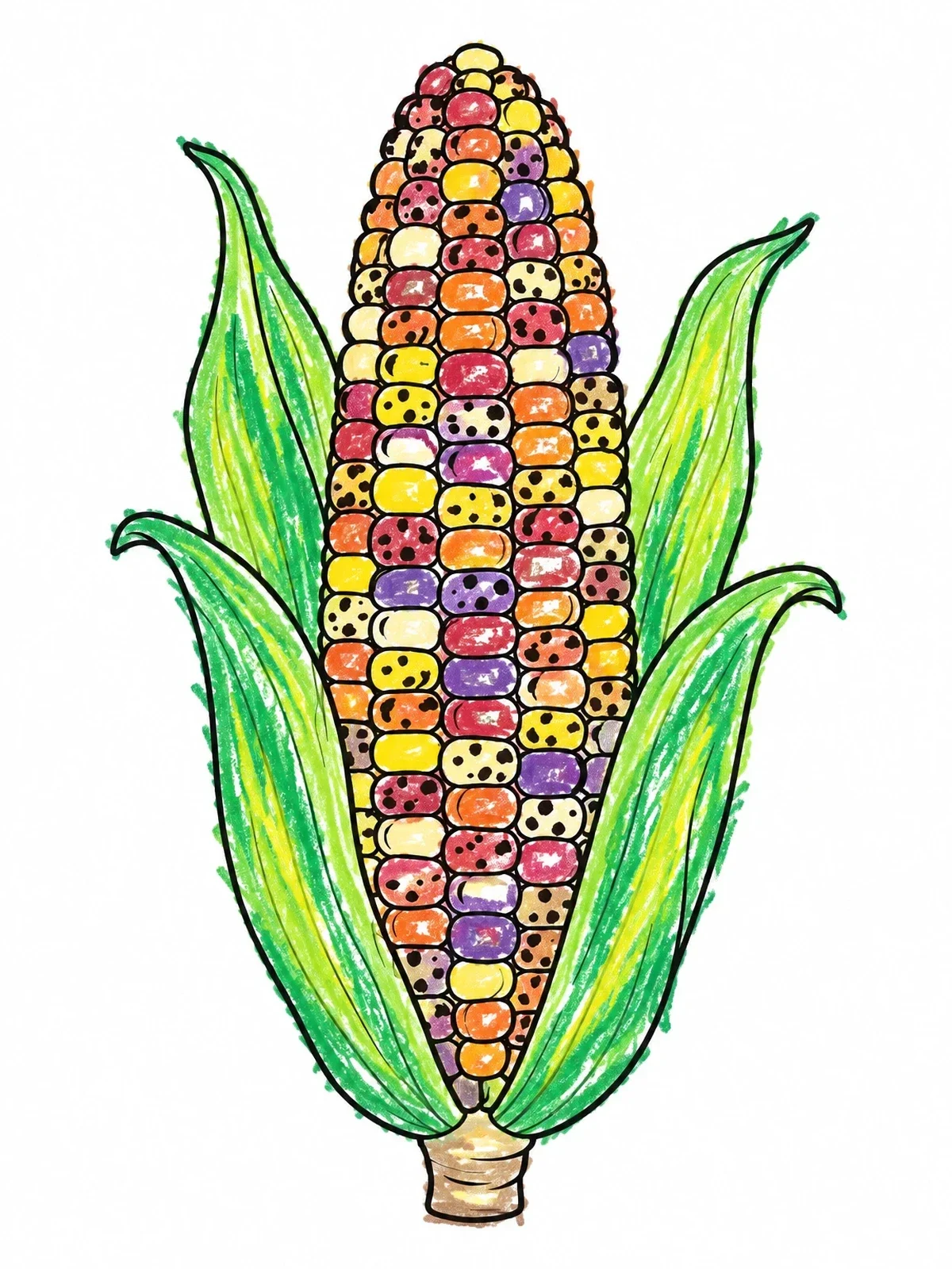 Colored example of the Ear Of Flint Corn With Husk coloring page