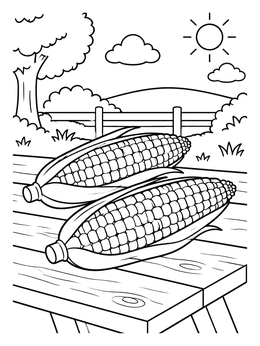 Free printable Ears Of Corn On Picnic Table coloring page