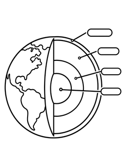Free printable Earth Layers Cross Section Diagram coloring page