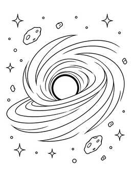 Free printable Cosmic Black Hole In Deep Space coloring page