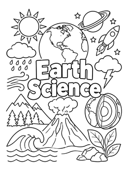 Free printable Earth Science Cover With Nature And Space coloring page