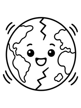 Free printable Cute Shaking Earth With Crack coloring page