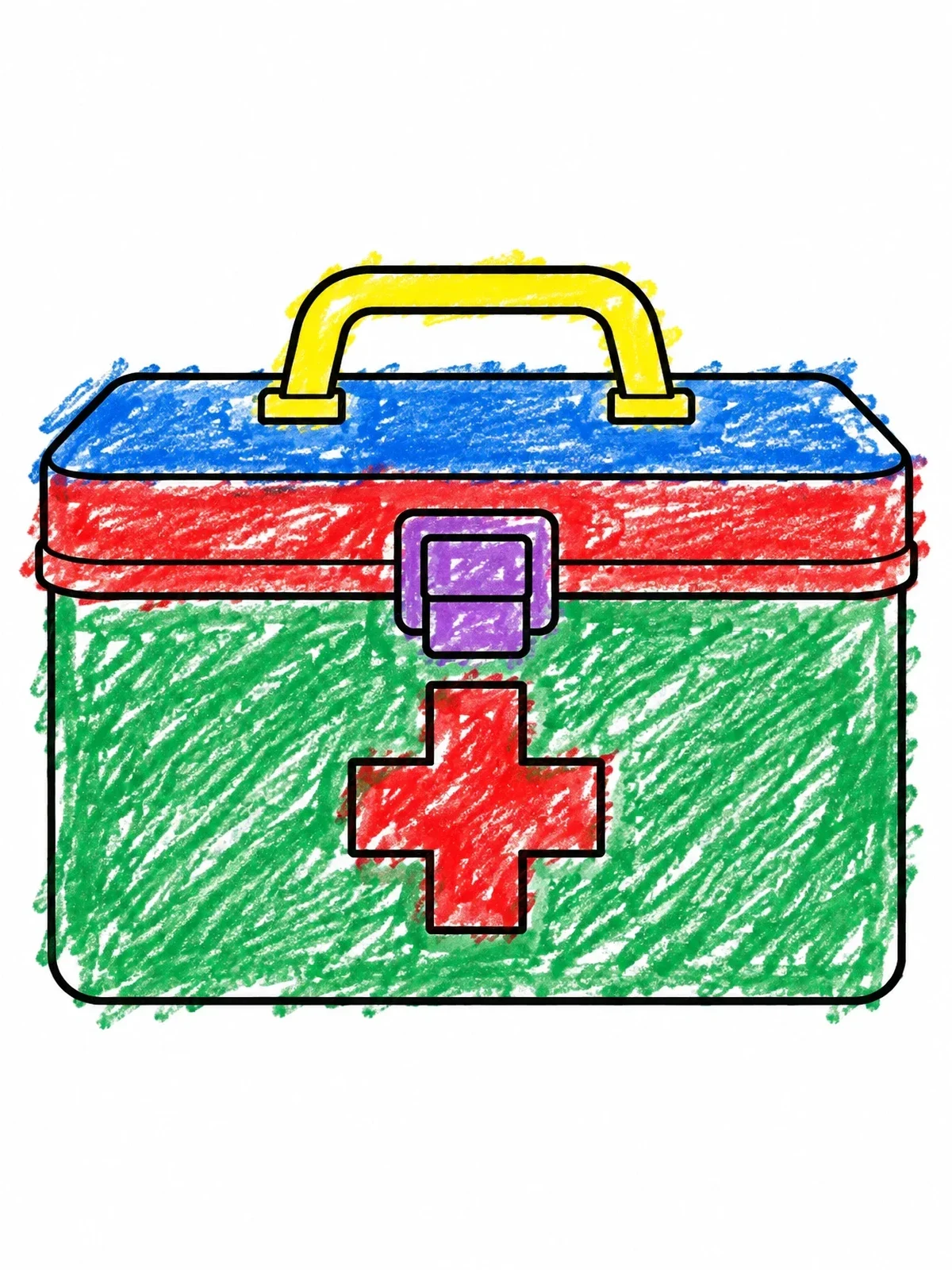 Colored example of the Emergency First Aid Kit Box coloring page