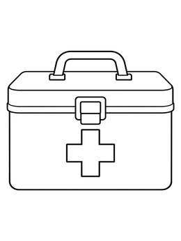 Free printable Emergency First Aid Kit Box coloring page
