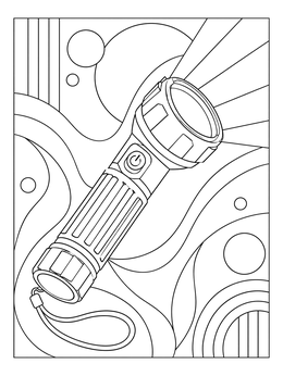 Free printable Emergency Flashlight With Abstract Background coloring page
