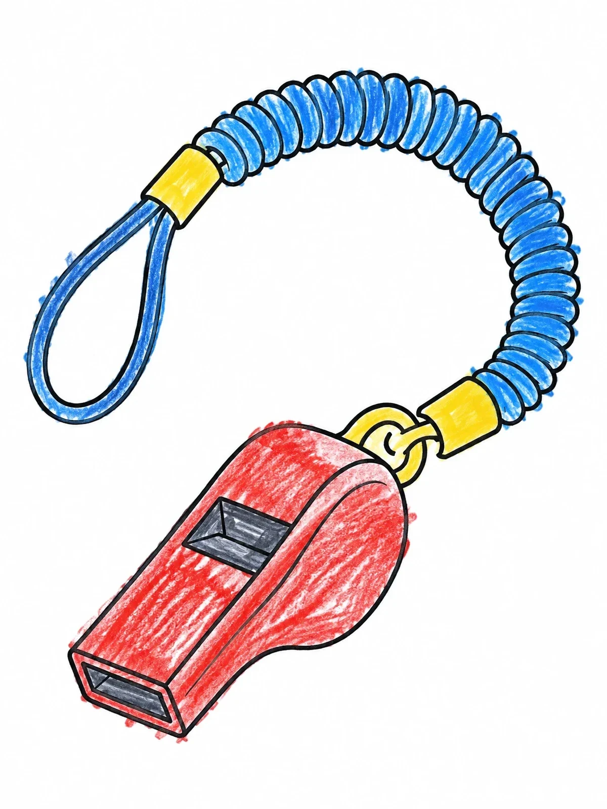 Colored example of the Emergency Safety Whistle With Coiled Cord coloring page