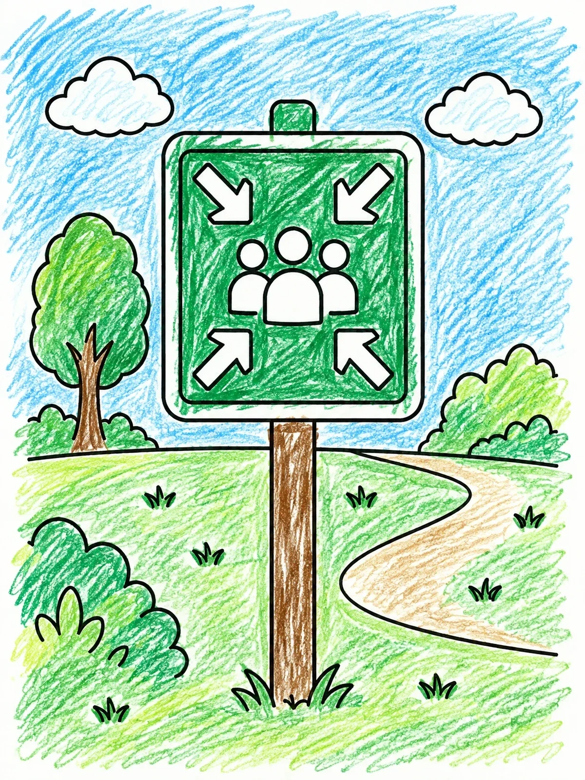 Colored example of the Evacuation Assembly Point Sign Outdoors coloring page
