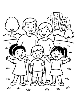 Free printable Family Safe In The Park coloring page
