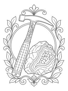 Free printable Geological Pick And Mineral Specimen coloring page