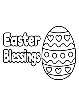 Free printable Easter Blessings Patterned Egg Card coloring page